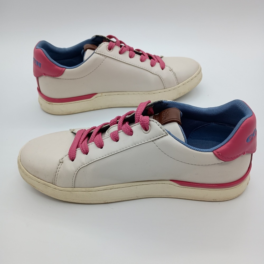 Coach G5101 Love Graphic Low Top Sneakers White Pink Blue Womens 6B - Picture 4 of 8